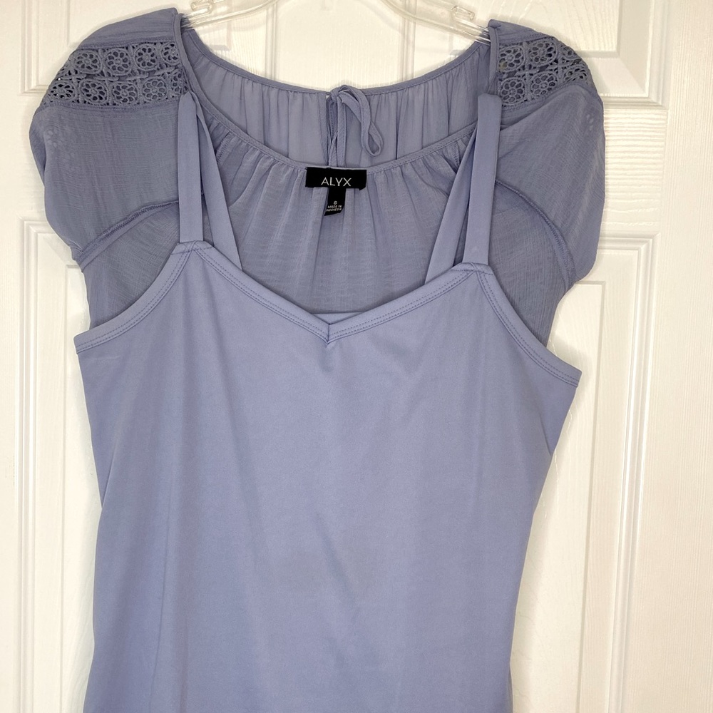 ALYX CHIFFON BLOUSE WITH EMBROIDERED SLEEVES PURPLE. Size S - Picture 5 of 7